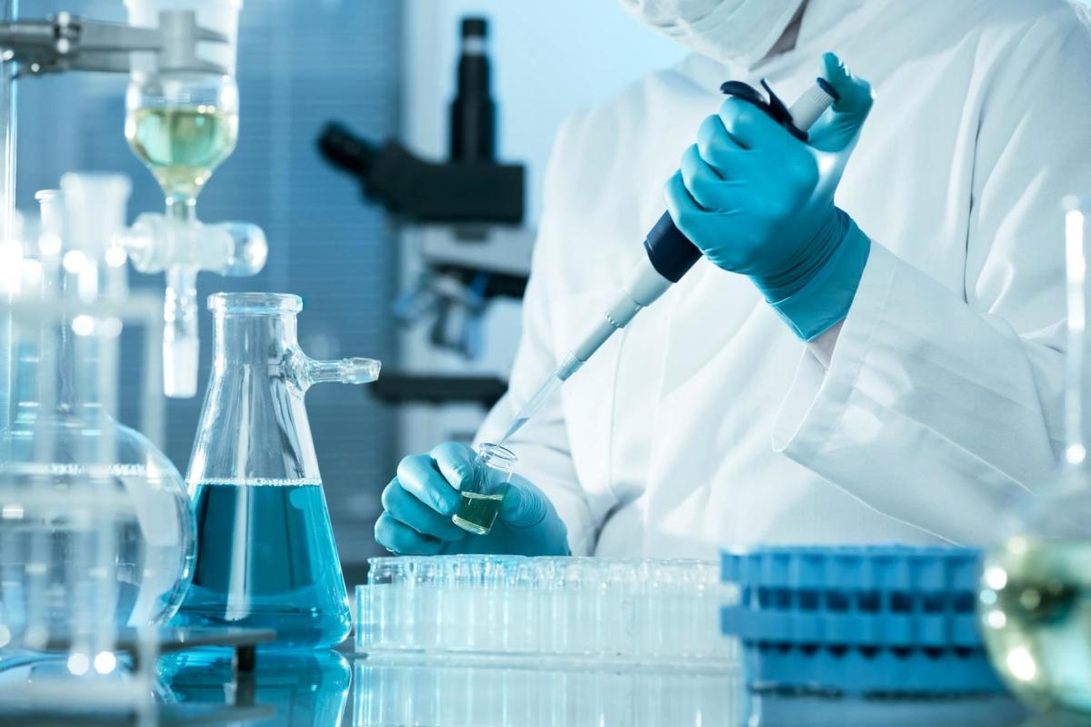 Researcher working in a lab.