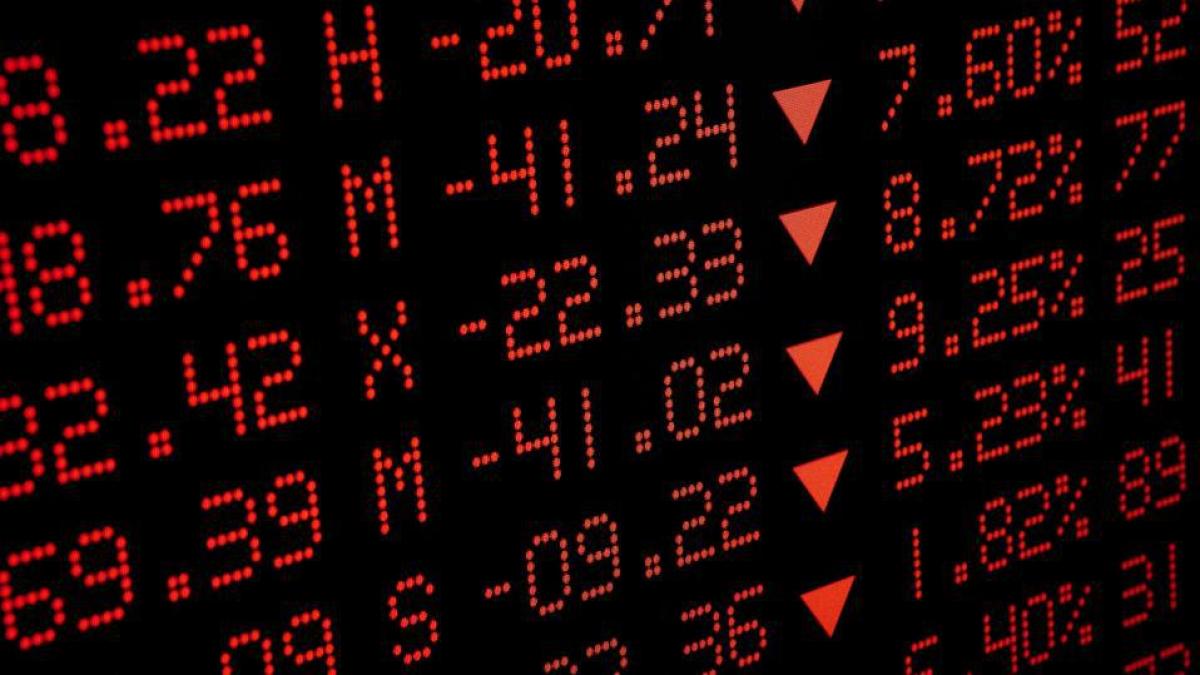Declining stock prices.