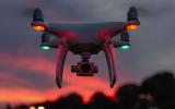 A drone at sunset.